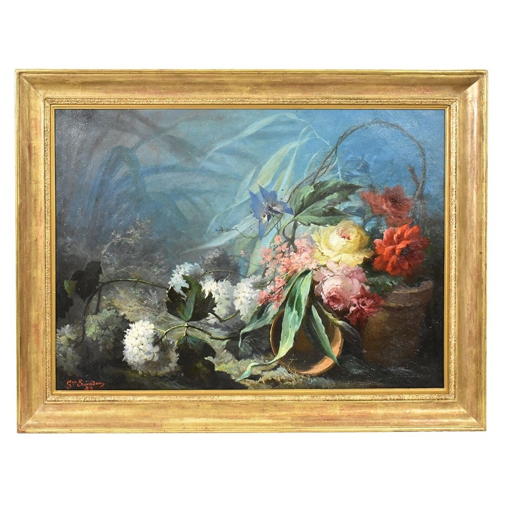 QF557 1 antique flower painting floral oil painting XIX century.jpg